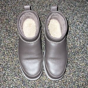 UGG Classic Sugar Ultra Mini Leather Fur Ankle Boots